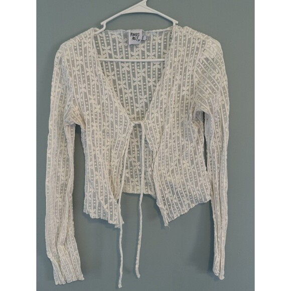 Princess Polly Nucci Lace Long Sleeve Top White Size 6 - Picture 3 of 4